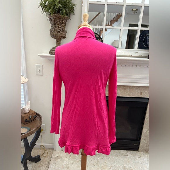 Lilly Pulitzer Pink Open Front Ruffle Hem Cardigan Sweater - Picture 6 of 9